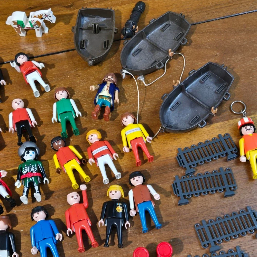 Vintage Playmobil Figure Lot Pirate Knight Police Western Accessories Horse Boat